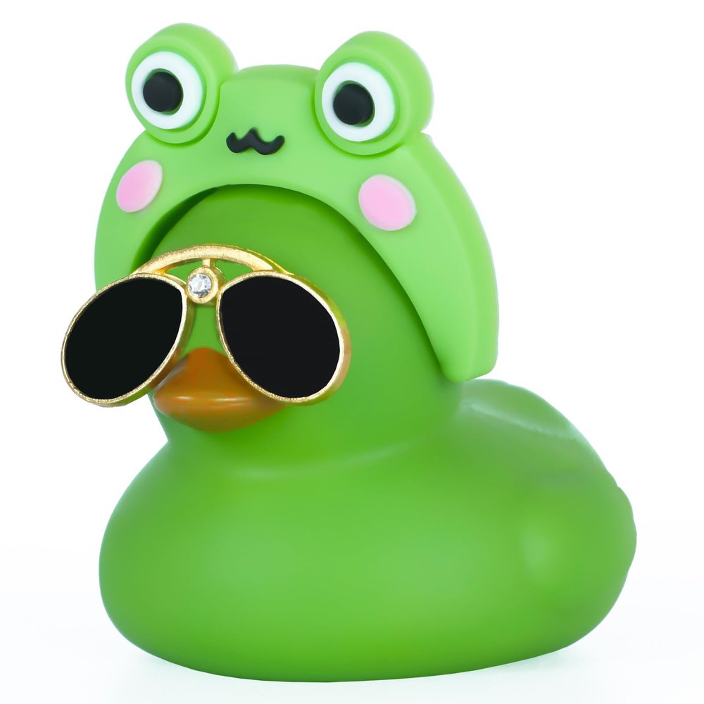 AOT Green Rubber Duck with Cute Frog Headband