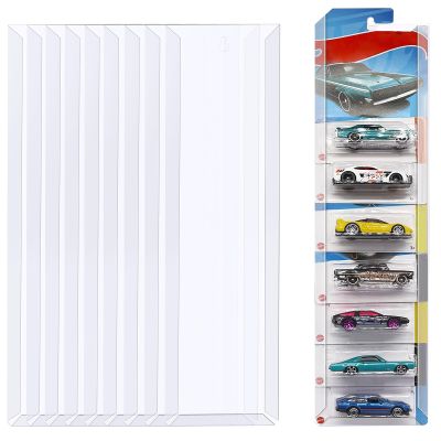 10 PCS Clear Display Case for Packaged Model Cars, Model Car Display Cases Wall Mount Holds Up to 100 Cars, Toy Car Storage Compatible with Packaged Cars, 16.7 x 4.4 Inch