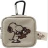 Nakajima Corporation Peanuts Snoopy & Bear Carabiner Mini Pouch, Brown, 215475-25, H 2.8 x W 2.6 x D 1.6 inches (7 x 6.5 x 4 cm) view 1