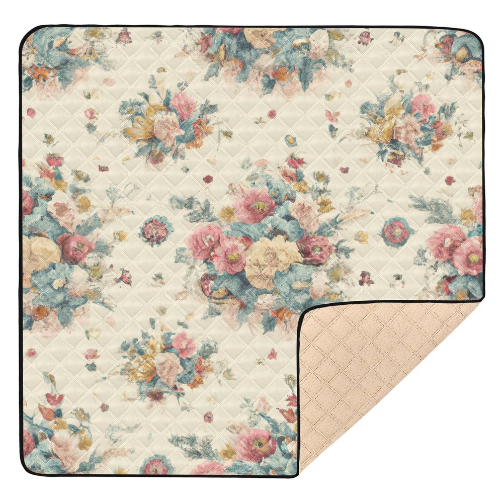 Kigai Colorful Flowers Baby Play Mat for Floor 50'' x 50'' Soft & Anti- Slip Crawling Mat Playpen Mat Waterproof Foldable Playmat for Infants, Babies, Toddlers