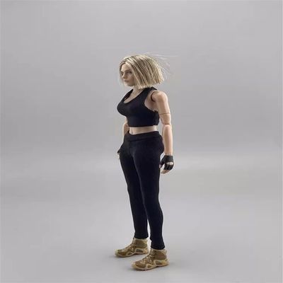 1/12 Scale Figure Clothes Yoga Outfit Clothing Costume for 6-inches Action Figure Body, 1/12 Female Sports Stretch Sportswear Tight Pants Sports Tank Top Clothes (Black Suit)