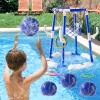 2-in-1 Pool Basketball Hoop & Ring Games with 4 Balls 12 Rings and Pump, Summer Water Outdoor Party Swimming Pool Toys Games for Kids Ages 4-8 8-12 Adult, Family Party Easter Birthday Games Toys view 2