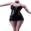 1/6 Scale Female Clothes Tight-Fitting Leather Dress for 12-inches Action Figure Body, Fashion Girl Action Figure Black Leather Package Hip Dress Clothing Costume Outfit (Lace-Up Dress) view 1