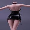 1/6 Scale Female Clothes Tight-Fitting Leather Dress for 12-inches Action Figure Body, Fashion Girl Action Figure Black Leather Package Hip Dress Clothing Costume Outfit (Lace-Up Dress) view 2