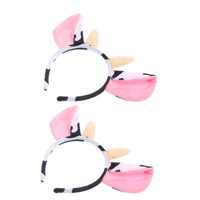 BESPORTBLE 2pcs Soft Plush Cow Ear Headband for Women Cow Girl Accessories Women Makeup Headband