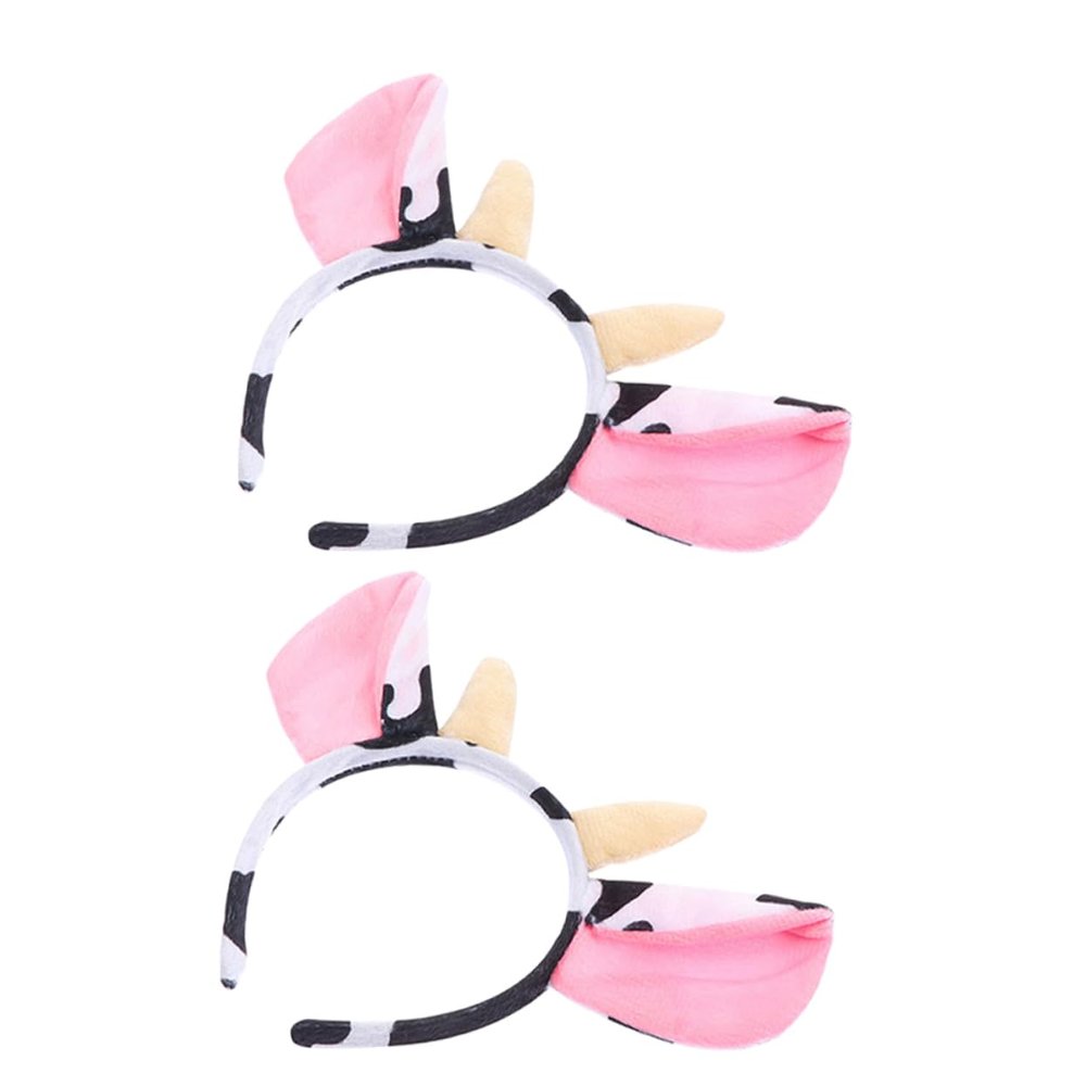 BESPORTBLE 2pcs Soft Plush Cow Ear Headband for Women Cow Girl Accessories Women Makeup Headband