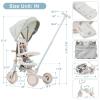 7 in 1 Baby Tricycle, Foldable Toddler Tricycle with Removable and Adjustable Parent Handle, Toddler Push Bike with Removable Pedal, Canopy, and Guardrail, Tricycle for 12-72 Months, Blue view 4