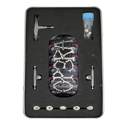 LEEFAI Pro Fingerboard Complete 34 * 96mm Maples Wood Deck,UV Printing Graphic 4.0 Trucks Regular kingpins & 5 Urethane Bearing Wheels-Op3ra V3-Bones Design