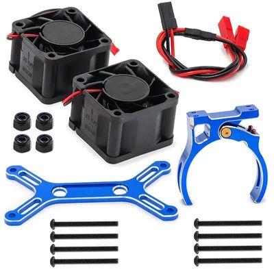 Metal Dual Cooling Fan 4985 1717 Motor Heat Sink for 1/5 Traxxas X-Maxx 6S 8S Arrma KRATON Outcast RC Car Upgrade Parts(Blue)