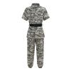 Colorful House Kids Army Costume Unisex Soldier Dress up for Halloween Role Play12-14yearsShort Sleeved Gray Green view 3