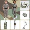 Colorful House Kids Army Costume Unisex Soldier Dress up for Halloween Role Play12-14yearsShort Sleeved Gray Green view 4