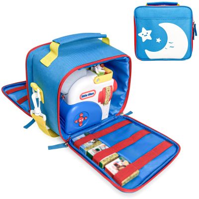 Mao Yeye Carrying Case Compatible with Little Tikes Story Dream Machine Books Starter Set, Portable Storage Bag for Story Books, Audio Play and Character with Handle and Shoulder Strap (Blue)