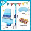 PCFING 20 Inch Number 4 Piata Blue Silver with 30 Inch Piata Stick Blindfold Confetti for Boys Girls Adults Birthday Party Decorations, Anniversary Celebration, Fiesta view 2