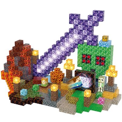 AIDYVOI Magnetic Blocks Building Toys Set, Magnetic Building Blocks STEM Construction Toys, 3D Sword Light Up Magnet Cubes Montessori Sensory Stacking Toy for Toddlers Age 3 4 5 6 7 8