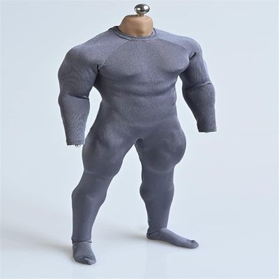 1/12 Scale Male Clothes, Elastic Zipper Bodysuit Jumpsuit Sportswear Clothing for 6-inches Muscular Man Action Figure Body, 1/12 Man One-Piece Bottoming Jumpsuit Costume (Grey - Strong Muscle Man)