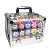 COYEUX 600Pcs Acrylic Poker Chip Case, Double Open Transparent Chip Box, with 6 Poker Chip Trays, for Family Games view 2