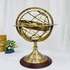 Antique Vintage Zodiac Armillary Brass Sphere Globe Wooden base Pirate's Antique Ship Nautical Sphere Globe (Antique 18 inch) view 1