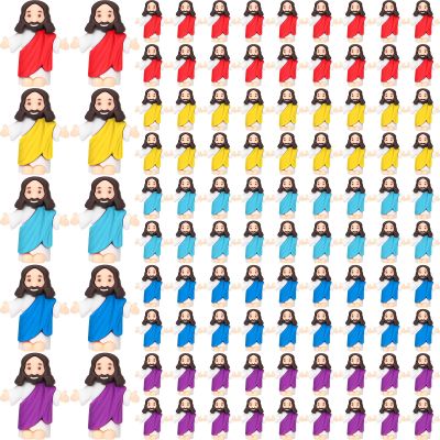 Barydat 100 Pcs Little Jesus Figures Baby Mini Jesus Figurines Bulk to Hide and Seek Tiny Miniature Christ Savior Figurine Toy Religious Gift for Easter Egg Stuffer Sunday School Baptism, Multicolor