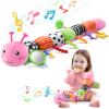 AWOTOY Baby Toys 0-6-12 Months,Musical Caterpillar Stuffed Animals Activity Infant Toys with Crinkle,Rattles,Mirror&Pull String,Muti-Sensory Toys Gifts for Newborn Tummy Time,Pink,Knot prolegs view 1