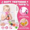AWOTOY Baby Toys 0-6-12 Months,Musical Caterpillar Stuffed Animals Activity Infant Toys with Crinkle,Rattles,Mirror&Pull String,Muti-Sensory Toys Gifts for Newborn Tummy Time,Pink,Knot prolegs view 4