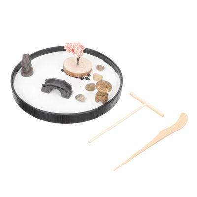 FELTECHELECTR Zen Sand Table Decor Japanese Style Sandbox Ornament Set for Meditation Relaxation for Home Office Tea Table Yoga Studio Mindfulness Serenity