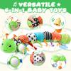 AWOTOY Baby Toys 0-6-12 Months,Musical Caterpillar Stuffed Animals Activity Infant Toys with Crinkle,Rattles,Mirror&Pull String,Muti-Sensory Toys Gifts for Newborn Tummy Time,Green,Knot prolegs view 2