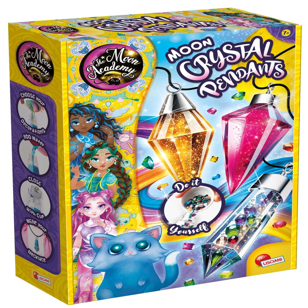 Lisciani - Moon Academy - Magical Pendants Creation Kit for Children Aged 8 and Over - Magic Jewellery Creation Set - Manual Activity - Creative Leisure with Lip Gloss - Gift Idea