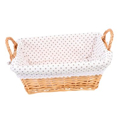 ABOOFAN Tabletop Woven Storage Basket for Organizing Underwear and Clothes Stylish and Practical Liner for Home Bedroom and Bathroom Beige Dot Design