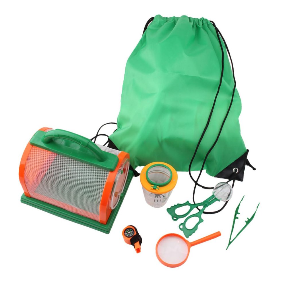 DECHOUS 7pcs Portable Insects Observation Kit Telescope Magnifying Lens for Boy Girl for Camping Outdoor Adventures Green