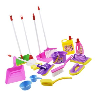 Kisangel 1set Funny Boy Girl Cleaning Toys Set Play House Equipment for Role Play and Includes Broom Mop Duster and Dustpan for Toddlers
