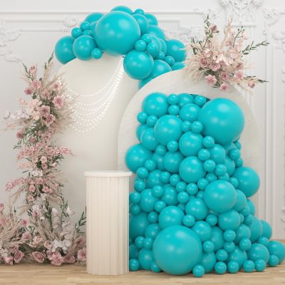 108Pcs Teal Double Stuffed Balloons Different Size, 18/12/10/5 inch Turquiose Balloons Garland Arch kit for Birthday Baby Shower Dolphin Mermaid Engagement Anniverasry Party Decoration