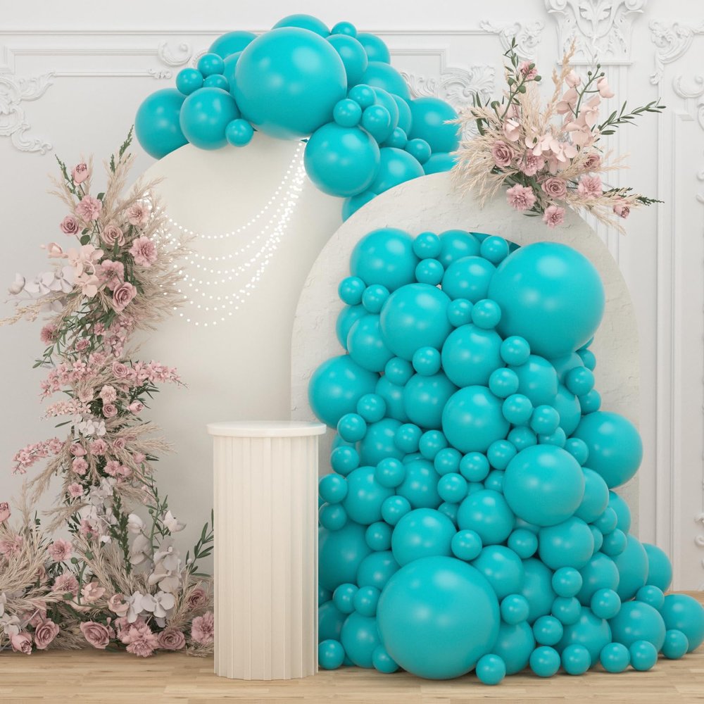 108Pcs Teal Double Stuffed Balloons Different Size, 18/12/10/5 inch Turquiose Balloons Garland Arch kit for Birthday Baby Shower Dolphin Mermaid Engagement Anniverasry Party Decoration