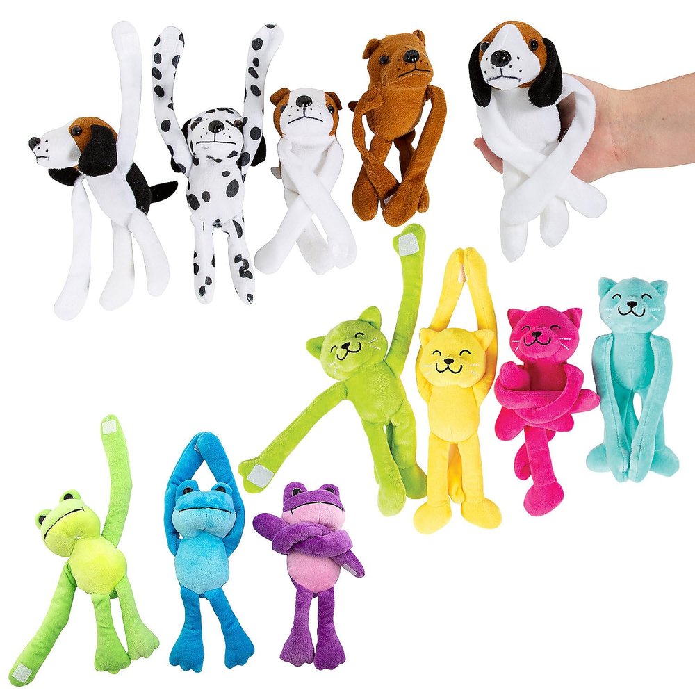 Fun Express Long Arm Stuffed Pets, Multicolor, 9 1/2"-11", 72 Pieces