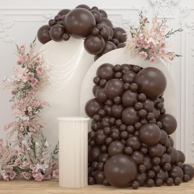 108Pcs Dark Brown Double Stuffed Balloons Different Size, 18/12/10/5 inch Matte Brown Balloons Garland Arch kit for Birthday Baby Shower Boho Neutral Luau Mocha Party Decoration