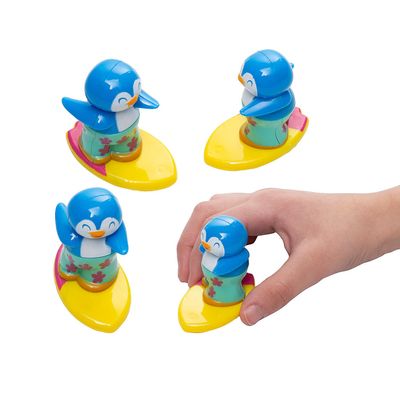Fun Express 2 1/4" Luau Penguin Surfing Plastic Pull-Back Racers - 12 Pieces