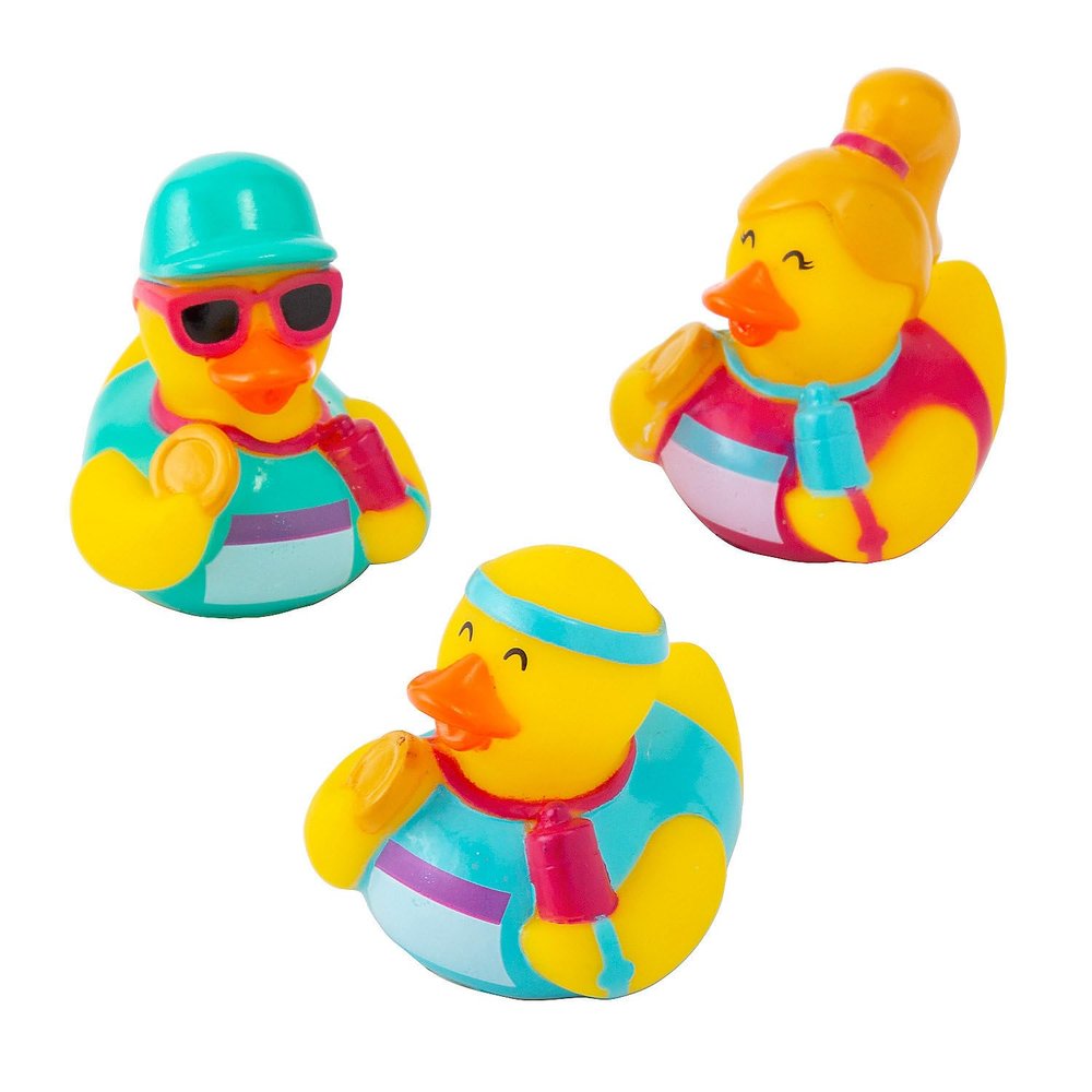 Fun Express 2" x 2 1/4" Marathon Character Rubber Ducks - 12 Pieces