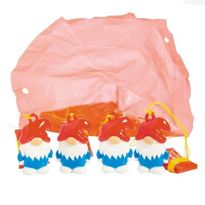 Fun Express 1 1/2" Bulk 48 Pieces Mini Gnome Red & Blue Vinyl Paratroopers