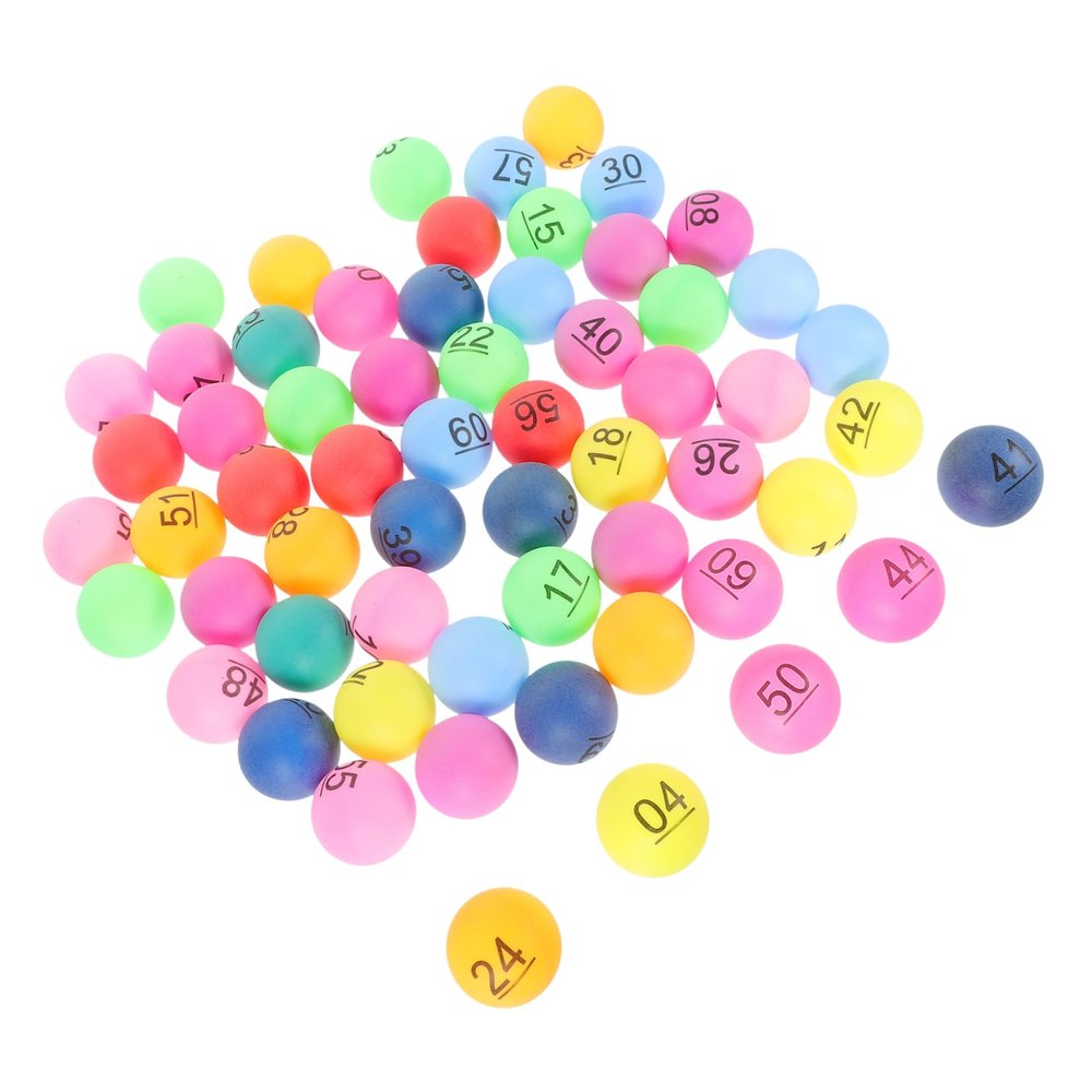 POPETPOP 60pcs Game Balls for Raffles and Parties Seamless Bingo Balls for Fundraisers Classrooms and Events Printed Numbers for Easy Use