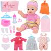 Besurejoy 12'' Baby Doll Nursery Care Playset with 4 Outfits,Clothes Hanger,Swaddle Blanket,Feeding Bottle,Diaper,Bib and Accessories.Dress-Up Pretend Play Reborn Toy Set for Girl Toddler Kids Ages 3+ view 1