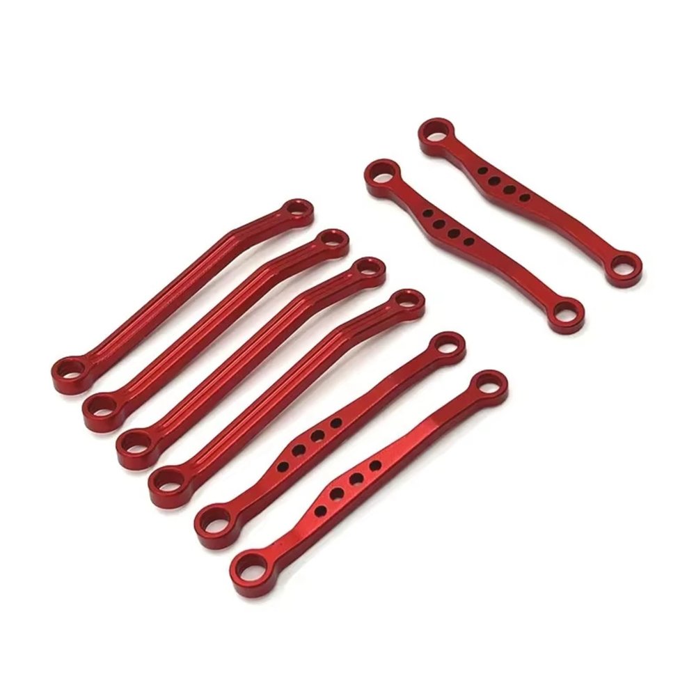 cvking Compatible with WPL C64 1/16 Remote Control Car Upgrade Parts Accessories Metal for Chassis Link Rod Pull Rod Set RC Links Linkage(Red)