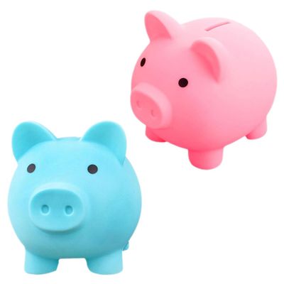 Abaodam 2pcs Cute Cartoon Piggy Bank Unbreakable Plastic Bank for Boys and Girls Fun Saving Money Box for Birthdays Christmas and Anniversaries