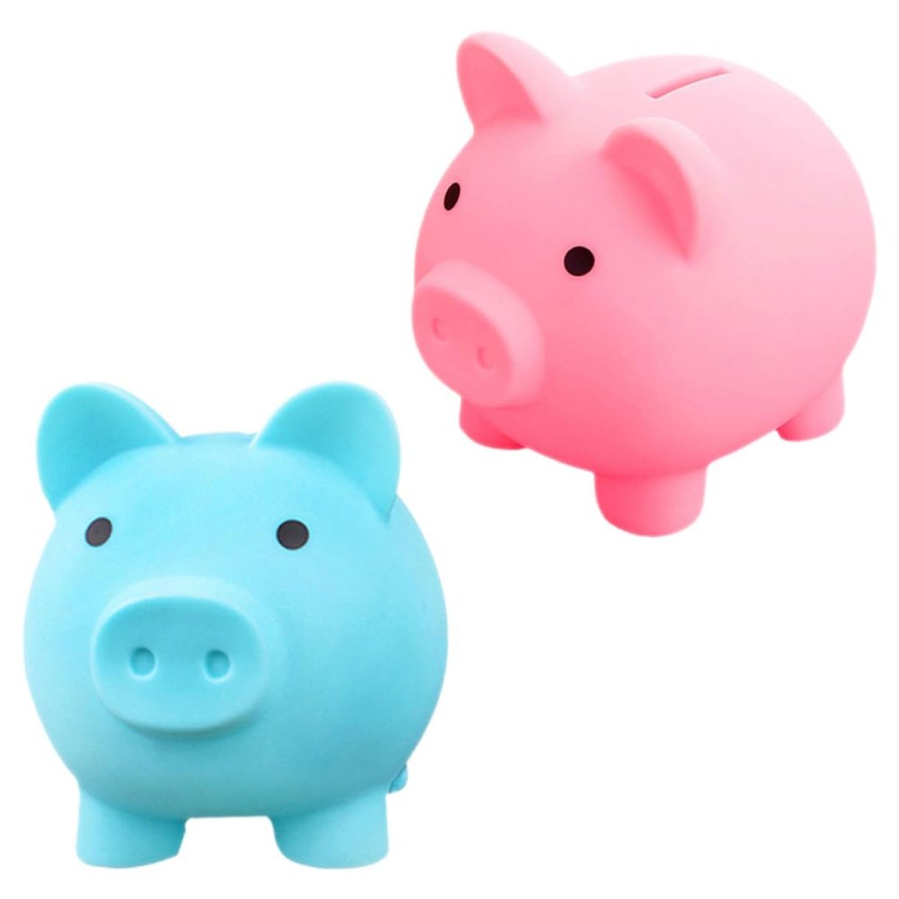 Abaodam 2pcs Cute Cartoon Piggy Bank Unbreakable Plastic Bank for Boys and Girls Fun Saving Money Box for Birthdays Christmas and Anniversaries