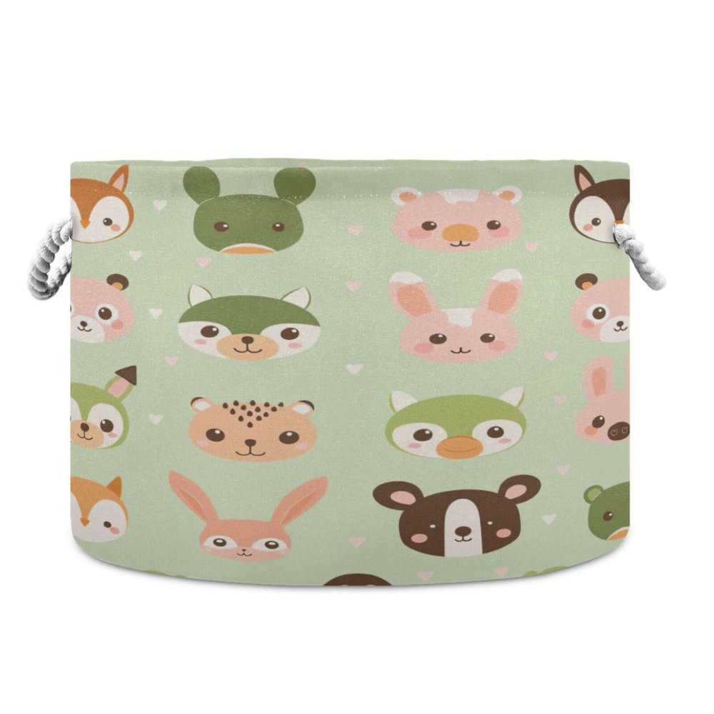 YETTASBIN Cartoon Animal Cotton Rope Basket Large Round Baby Laundry Basket Toy Blanket Books Storage Bin for Bedroom Bathroom Nursery Home Decor, 20 x 14 Inch