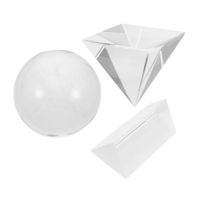 ELAYARD 3pcs Crystal Prism for Science Teaching and Photography Includes Triangular Prism Pyramid and Sphere for Light Refraction and Home Decor