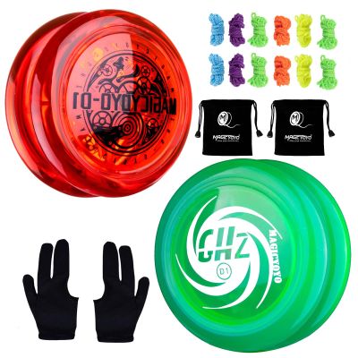 MAGICYOYO Looping Yoyo D1 Responsive YoYo for Kids Beginners, Starter Yo-yo 2A Loop Yo Yo Easy to Play Basic String Tricks (Red +Glow Green)