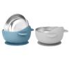 Wesketch 2 Pack Stainless Steel Baby Bowls with Suction, Toddler Bowls with Removable Silicone Shell for Kids, Non-Slip Toddler Baby Feeding Set Dishwasher Safe-Gray & Blue view 1