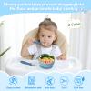 Wesketch 2 Pack Stainless Steel Baby Bowls with Suction, Toddler Bowls with Removable Silicone Shell for Kids, Non-Slip Toddler Baby Feeding Set Dishwasher Safe-Gray & Blue view 3
