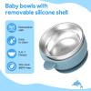 Wesketch 2 Pack Stainless Steel Baby Bowls with Suction, Toddler Bowls with Removable Silicone Shell for Kids, Non-Slip Toddler Baby Feeding Set Dishwasher Safe-Gray & Blue view 4