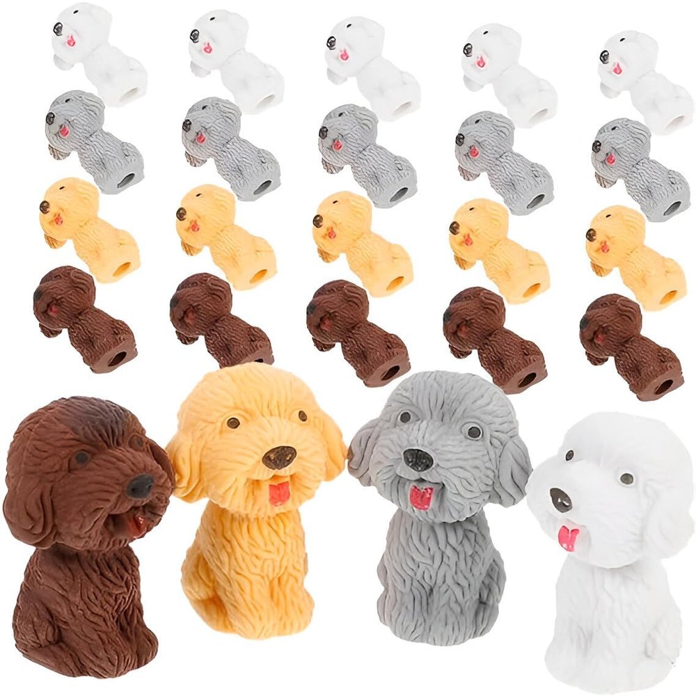 36 Pcs Animal Pencil Era sers Dog Cap Era sers 3D Cute Era sers Pencil Top Era sers Puppy Shaped Era sers Back to School Eraser for Children Party Favor Supplies