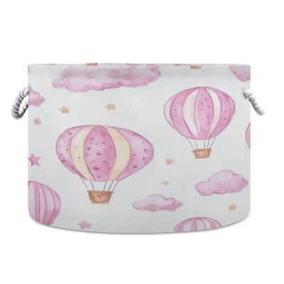 YETTASBIN Hot Air Balloons Cotton Rope Basket Large Round Baby Laundry Basket Toy Blanket Books Storage Bin for Bedroom Bathroom Nursery Home Decor, 20 x 14 Inch